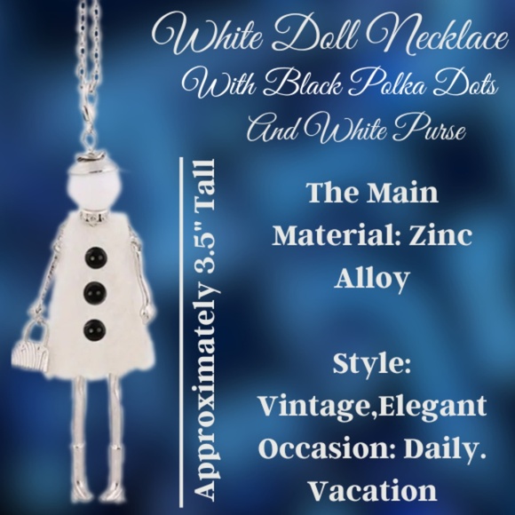 Doll Necklace - 3.5" Doll ~ 30" Silver Color Chain (Approximate Measurements) - Picture 4 of 4